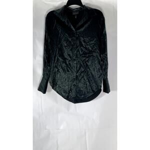 ALICE IN THE EVE Women’s Black Sienna Silky Button-Up Long Sleeve Top SZ XS